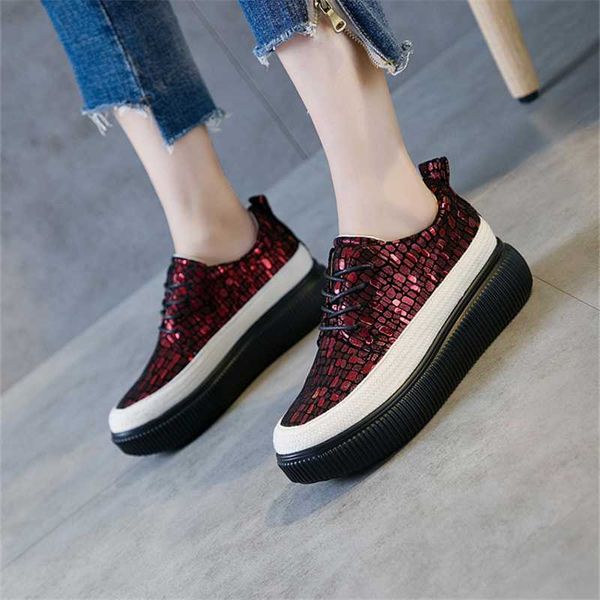 

2020 autumn and winter new leather sequins fisherman thick bottom flat shoes single shoes flat sports tide women, Black
