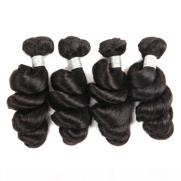 

brazilian 10a loose wave virgin hair 4 bundles loose wave human hair extensions peruvian malaysian indian virgin hair products, Black
