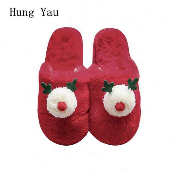 

women slippers shoes winter warm cute cartoon girls fashion platform slides non-slip flats indoor home comfortable, Black