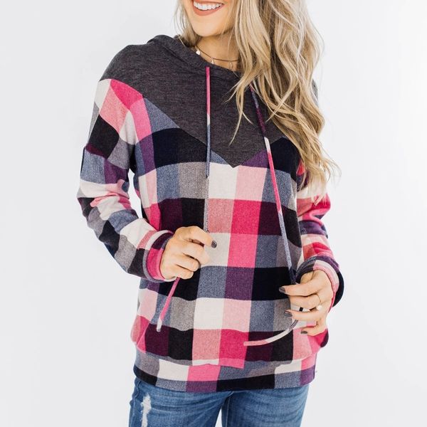 

oversized plaid hoodies women sweatshirt casual woman clothes long sleeve sweatshirts hoodies pullover women sudadera mujer, Black