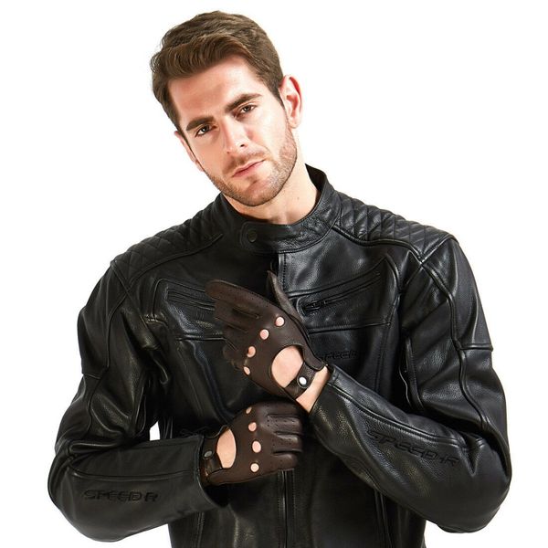 

harssidanzar mens leather driving gloves unlined, Blue;gray