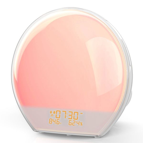 

wake-up light sunrise and sunset nature wake up fm radio alarm clock colorful atmosphere led night light us plug