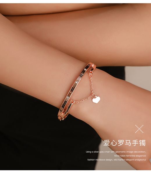 

love roman bracelet digital flow su peach heart temperament hundred-hit korean version of the bracelet trend jewelry, Black
