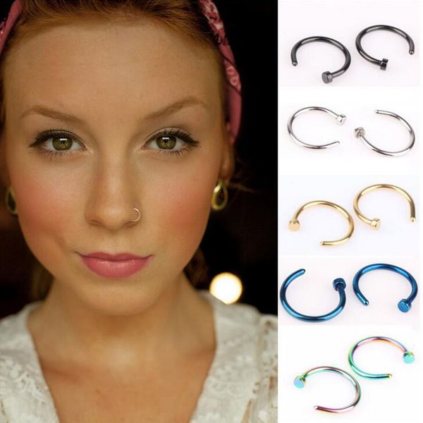 

medical titanium punk clip on fake piercing body nose lip rings nose ring women septum piercing clip 5 colors, Silver