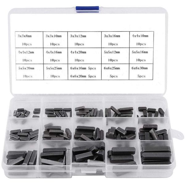 

140pcs key stock assortment 10mm x12mmx 16mm x20mm x25mm x30mm key stock keystock round ended feather parallel drive shaft