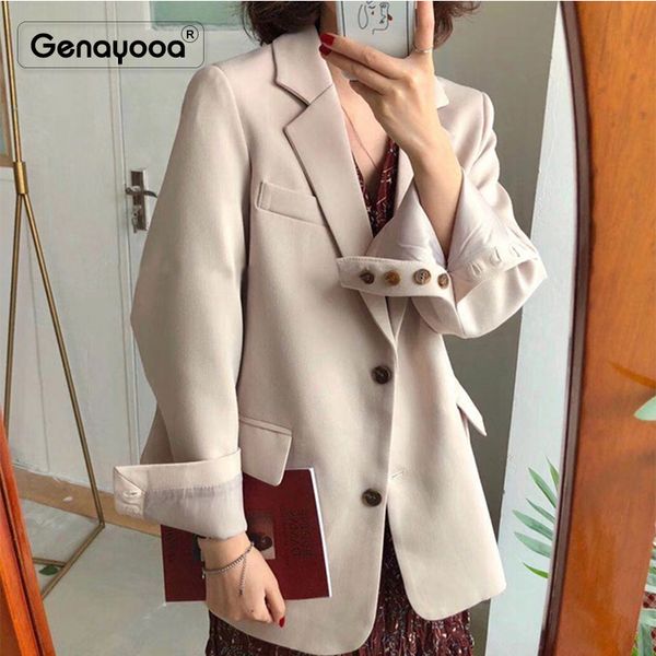 

genayooa long sleeve elegant office lady blazer black women's jacket jacket for women coat autumn blazer feminino, White;black