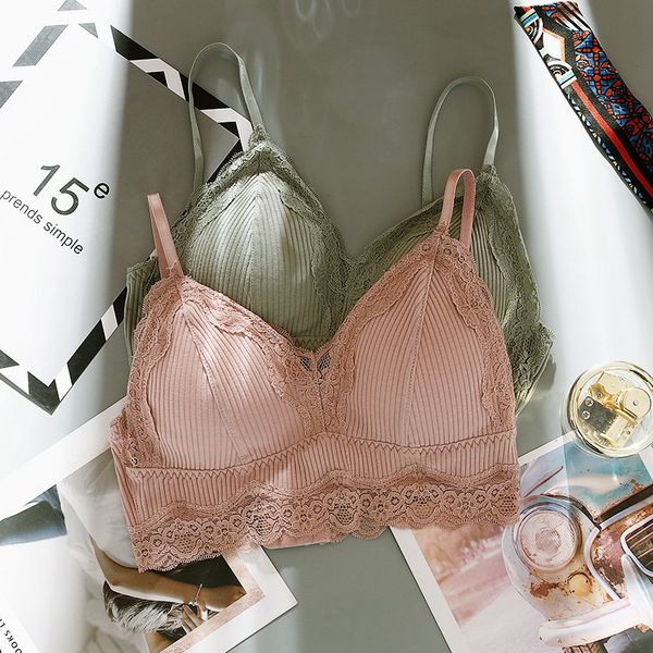 

women lace padded bralette bra cotton lingerie breathable underwear wireless padded seamless bra bra brassiere underwear supplies, Red;black