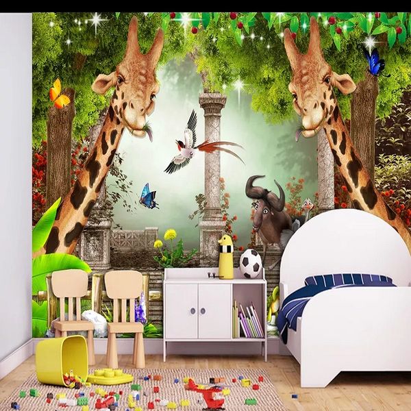 

custom large mural 3d wallpaper nordic modern cartoon giraffe european child bedroom mural tv back wall decor deep 5d embossed