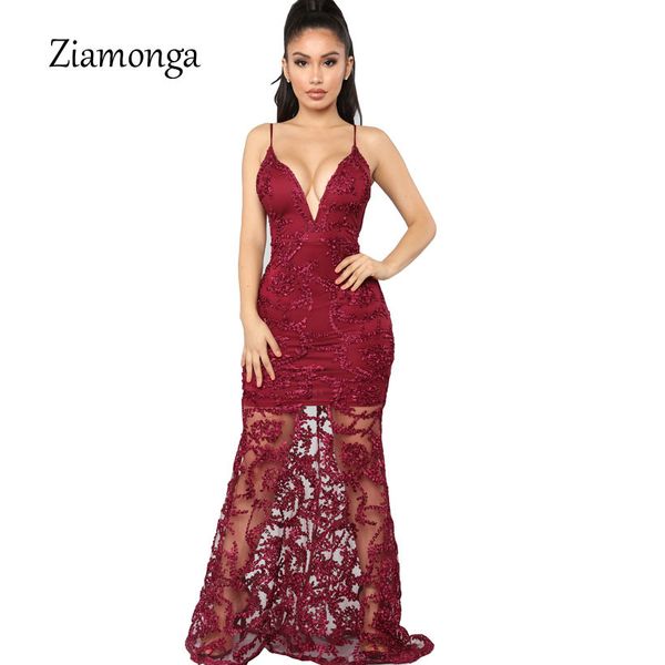 

ziamonga sleeveless bodycon dress women elegant evening party dinner lace maxi dresses mesh see through long gown dress, Black;gray