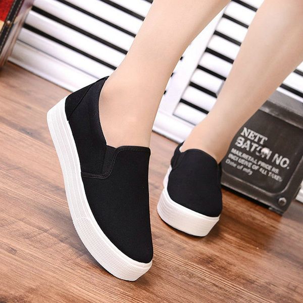 

tleni women flats sports shoes new 2018 women low canvas shoes solid color wedges platform walking flats zd-89