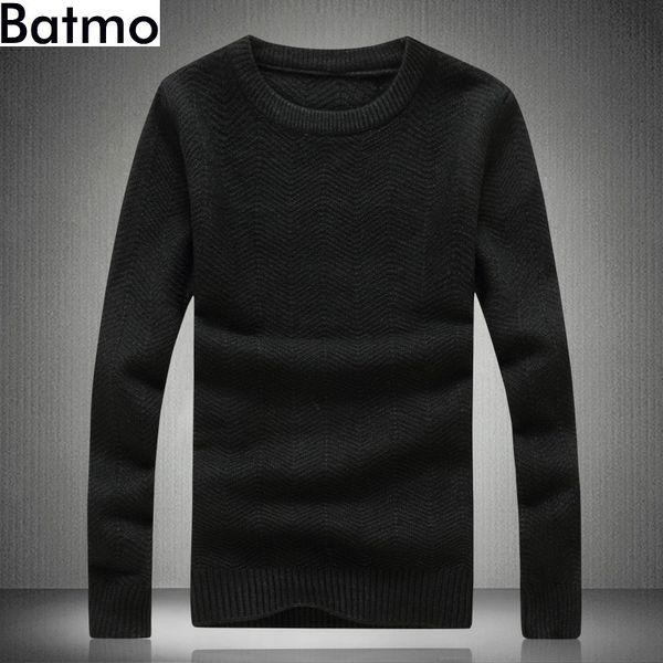 

batmo 2018 new arrival autumn o-neck gray casual sweater men,men's black sweaters 8812, White;black
