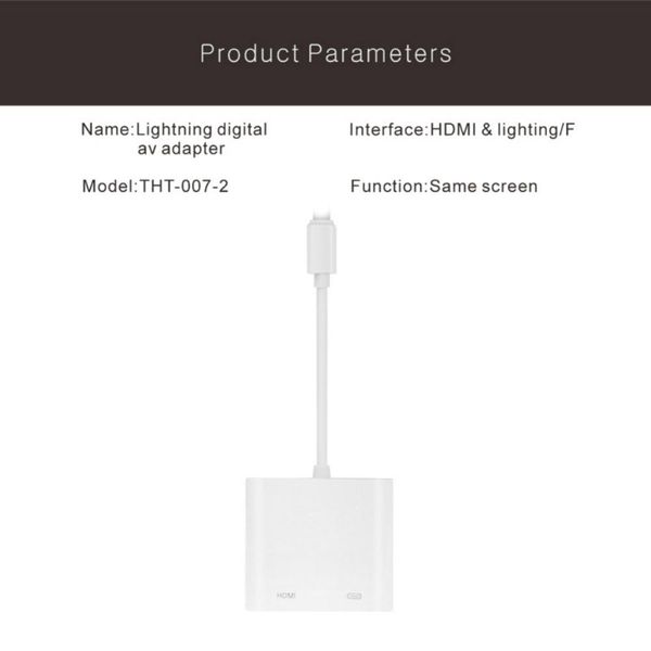 

1080p hdmi cable for 8 pin port male to hdmi female cable hd av adapter cable for iphone 5/5s/6/6s/6 plus/6s plus/7/8/x