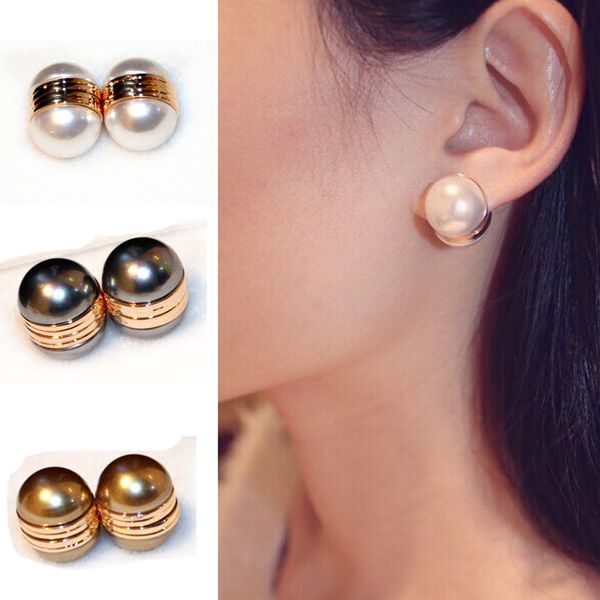 

new simulated-pearl magnet clip earring for women non-pierced hemisphere big track clip earrings boucles d'oreilles clips perle, Silver