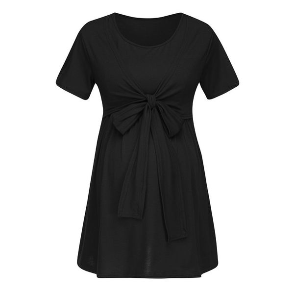 

pregnancy t-shirts women maternity clothing solid bandage o-neck pregnant blouse nursing sleepwear tie breastfeeding