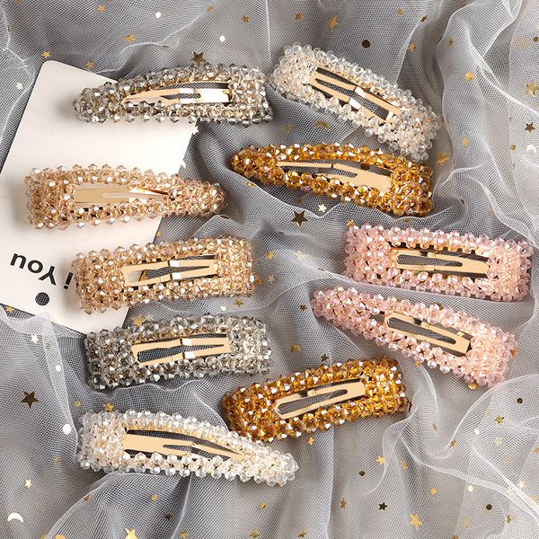 

girl crystal hair pins fashion women side hair grips lady hairs jewelry party children princess hair accessories tta931, Golden;silver