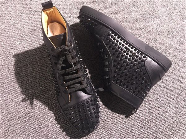 

High Top Red Bottom Shoes Fashion Studded Spikes Sneakers For Man And Women,Unisex Luxury Brand Party Designer Casual Flats Shoes With Box