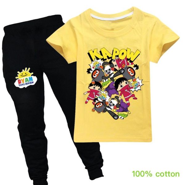 

прекрасный райан игрушки обзор детские мальчики девочки хлопок футболка брюки 2 шт. наборы одежды детские футболки рождественская рубашка jo, White