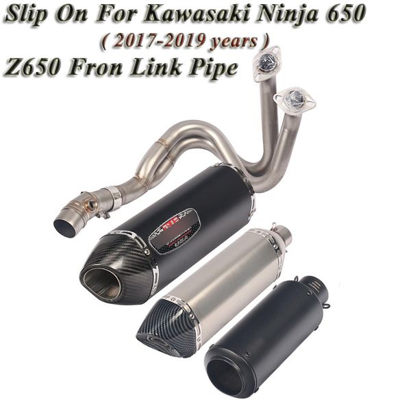 

motorcycle exhaust slip on for ninja 650 er6n z650 2017 2018 2019 modified full muffler front mid link pipe db killer