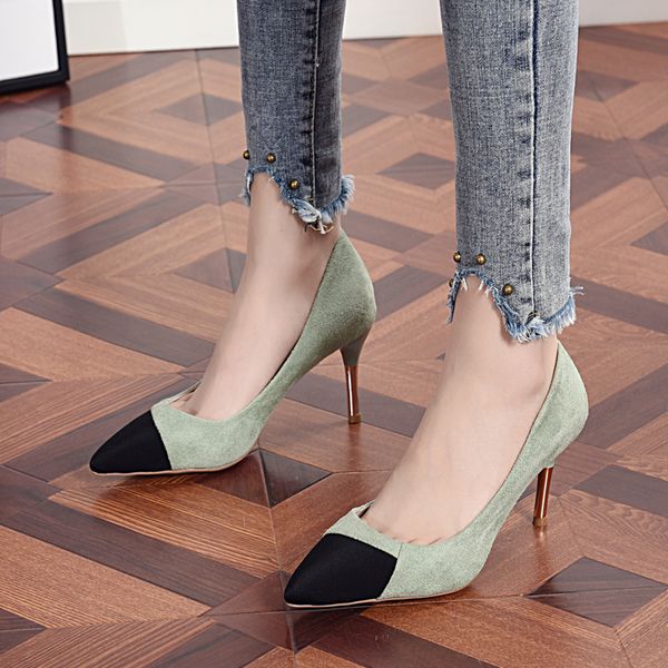 

fashion concise women's single shoes pointed high heels stiletto shallow mouth professional work shoes female pumps u22-44, Black