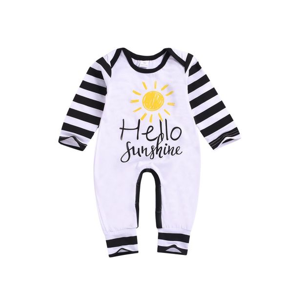 

0-24m newborn kid baby boy girl clothes long sleeve stripe letter print romper cotton cute lovely sweet new born outfit, Blue