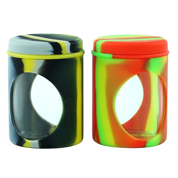 Recipiente de vidro contêineres de silicone cera Dab Jars Bakeware óleo frasco uso para armazenamento resistente ao calor