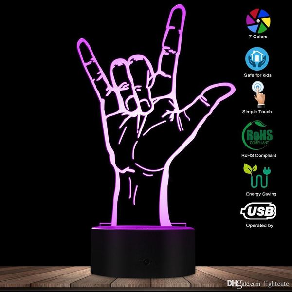

Rock Hand Вход светодиодные Креативный 3D оптическая иллюзия свет новизны Настольная