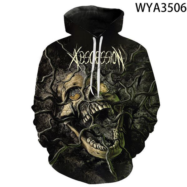

2020new pattern casual horror men's and women's 3d hoodie skull design hoodie autumn and winter fashionhoodie comfortable, Black