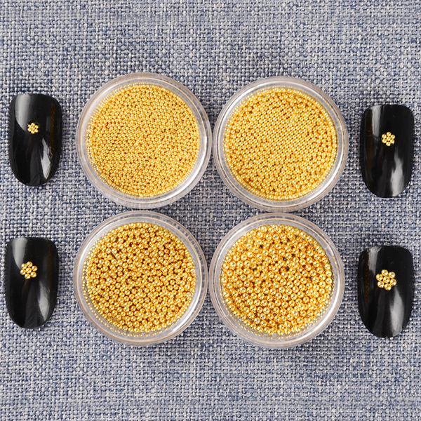 

1 box 0.8mm gold metal beads 3d nail art mini stainless steel decorations rhinestones studs nail art decoration, Silver;gold