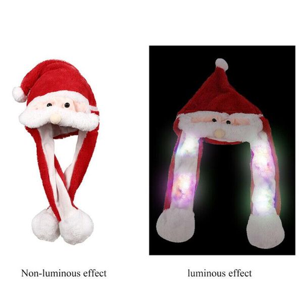 

magic santa claus funny hat women men kids lighting hat plush ears pinch ears move led light cap winter warm