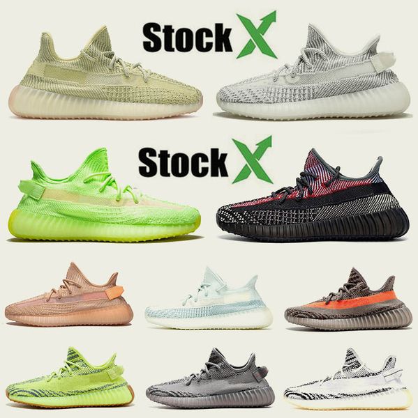 

new kanye west running shoes glow 3m static mens trainers women clay antlia synth zebra sesame beluge 2.0 designer sneakers size 36-48