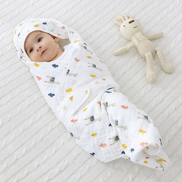 

0-3y multi-use baby muslin blanket bubble cotton yarn swaddle envelope wrap stroller cover hooded bathrobe towel swaddling infan