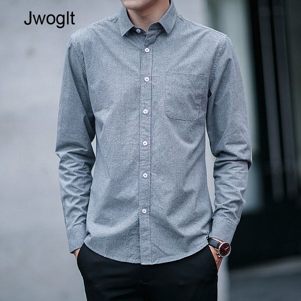

spring autumn new mens shirts solid colors korean fashion slim fit casual long sleeved white black shirt left chest pocket