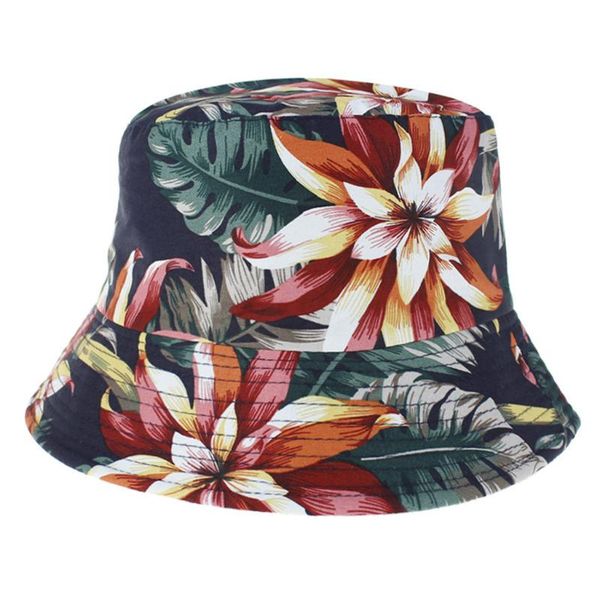 

cloches summer sun hats bucket hat women and men print canvas two-sided wear caps outdoors streetwear cap