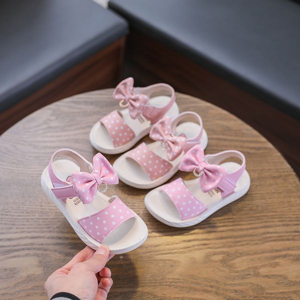 

children's shoes girls princess sandals 2020 summer new open-toed sandals big children bow children's shoes, Black;red