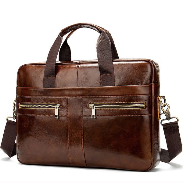 

men briefcase genuine leather lapbag 15.6" pc doctor lawyer computer bag cowhide male briefcase cow leather men