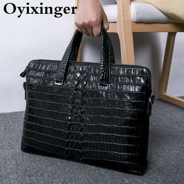 

men handbag casual shoulder bag luxury alligator pattern genuine leather natural cow leather business briefcase bandolera hombre