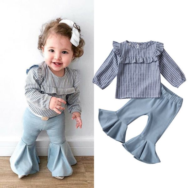 

sweet toddler baby girls striped flannel trousers kids outfits clothes 1-6y, White