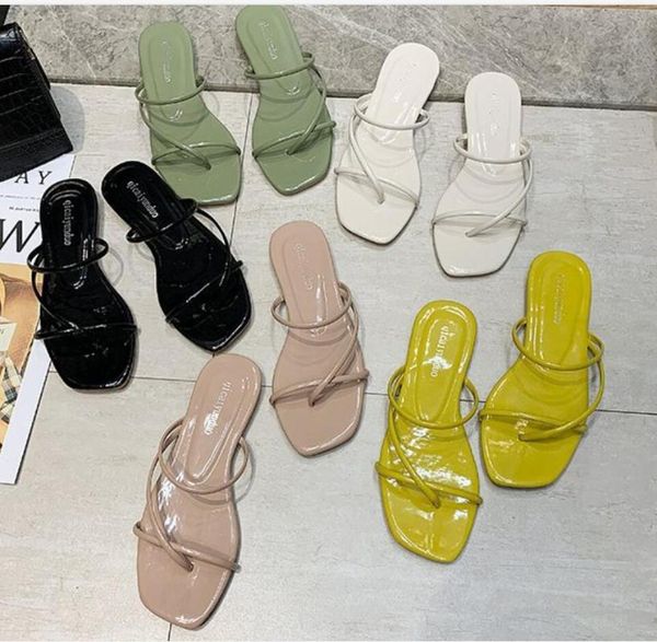 

women slippers fashion narrow band summer slides open toe flat casual shoes outdoor beach sandal shoes slip on flip-flops, Black
