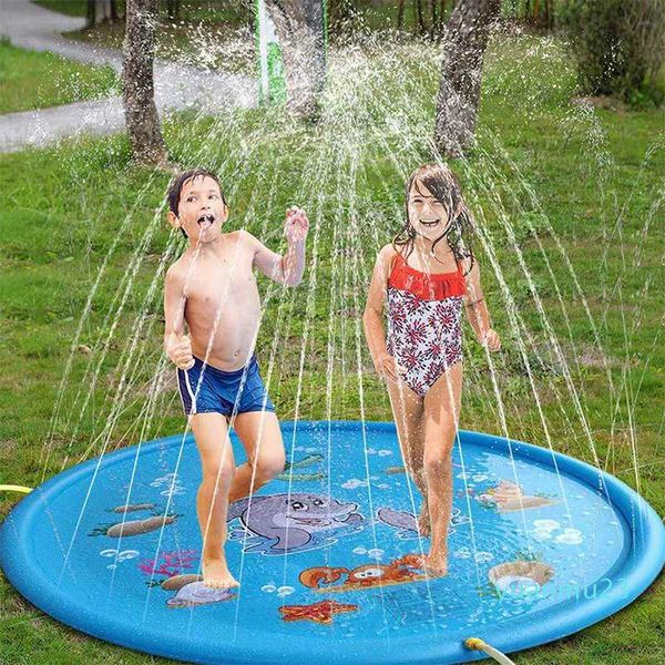 All'ingrosso-170cm Tappetino gonfiabile per spruzzo d'acqua per bambini Piscina per giochi con spruzzi d'acqua rotondi Giocare con tappetino per irrigatori Divertimento all'aria aperta Piscine in PVC