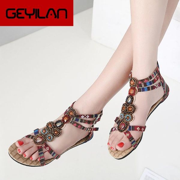 

new arrivals bohemia style leisure flat with gladiator summer women shoes woman sandals, Black
