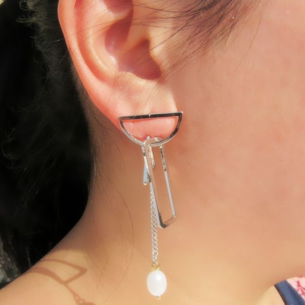 

cosplay birds of prey quinn earrings star tassels rectangle earrings, Silver