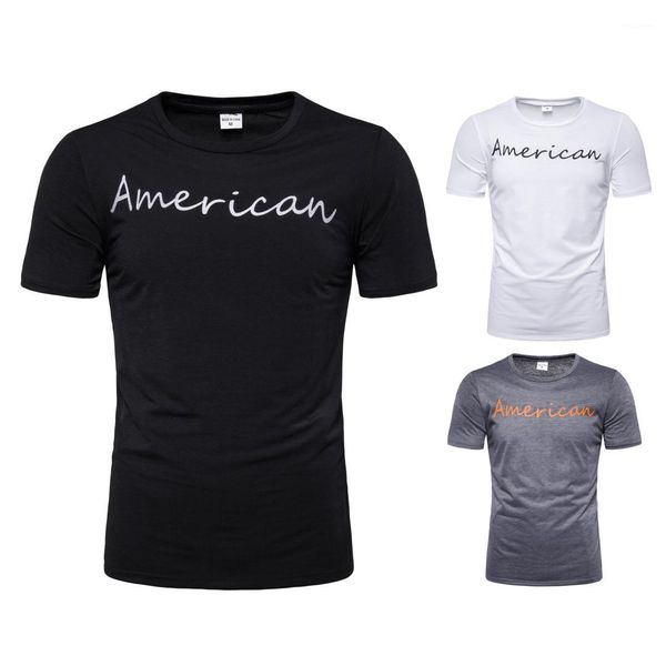 

мужские футболки лето сплошной цвет круглый вырез с коротким рукавом мужские топы мода повседневная мужская тройники американский письмо печ, White;black