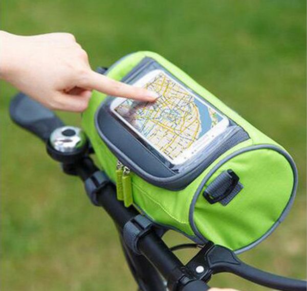 

multi-function touch screen bag motorcycle front handlebar fork storage bag container fabric moto zipper package