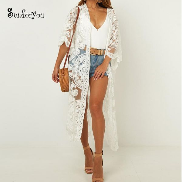 

new beach cover up kimono beach swim suit cover up pareo de plage wear white mesh embroidery shirt top, Blue;gray