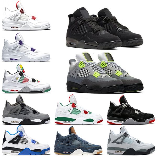 

new jumpman 4 4s mens trainers basketball shoes bred neon metallic purple rasta black athletics men sports sneakers size 40-47