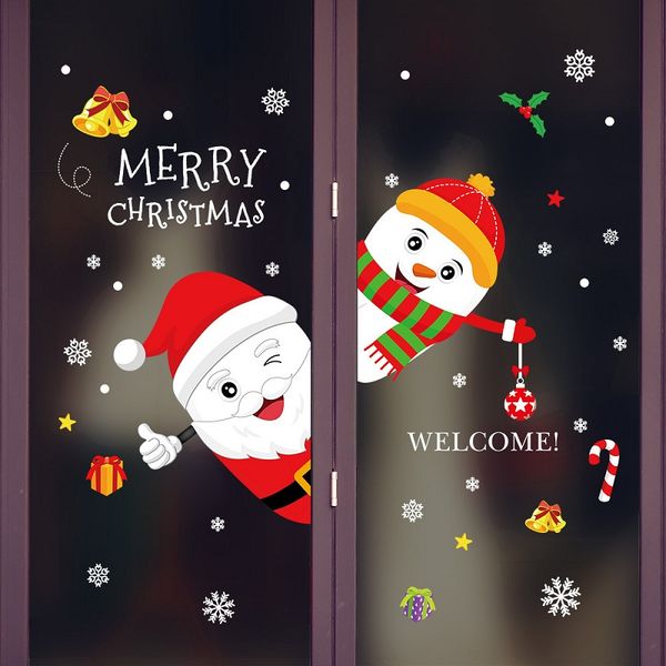 

1set merry christmas wall stickers window door glass festival decals santa murals new year xmas decorations for home decor