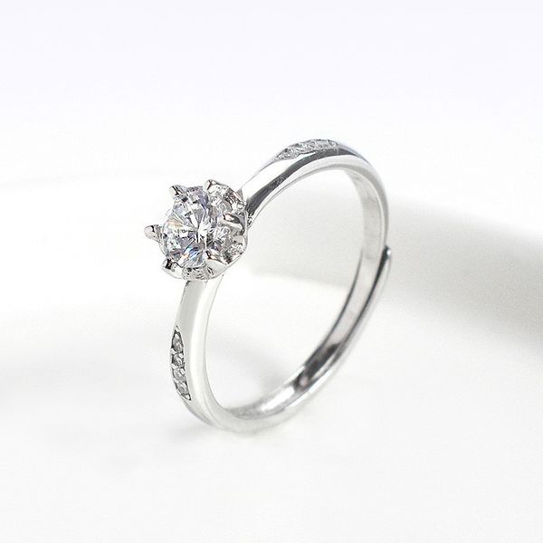 

fengxiaoling new fashion zircon ring 925 sterling silver round wedding rings for women light luxury style silver jewelry, Golden;silver