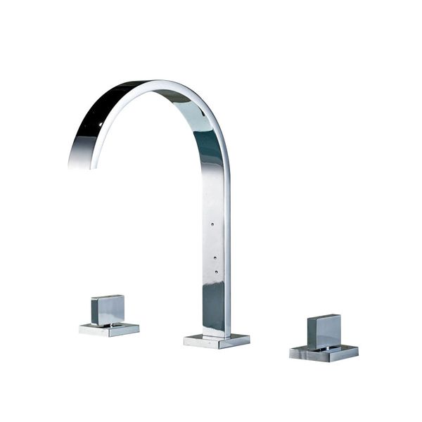 

deck mounted double handle bathroom sink mixer crane and cold water taps 3 pieces square bathroom faucets 3 hole