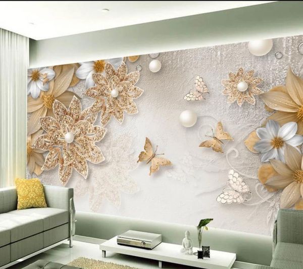 

современные обои для гостиной современный стильный цветок обои тв фон стены