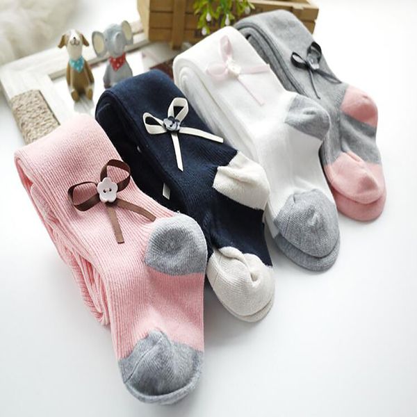 

spring autumn infant baby girl stockings newborn knitted cotton warm lovely bow children pantyhose tights for girls kids toddler, Blue